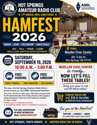📻 Subscribe to the Hot Springs Amateur Radio Club YouTube Channel! Help us reach 50 subscribers so we can livestream our 2026 HamFest directly from the event. www.youtube.com/@HSARC-K0HS